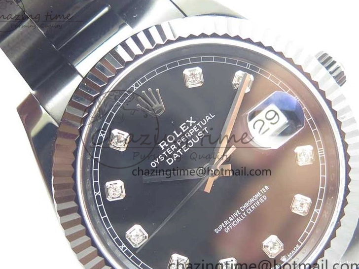 All Markers A3235 on Oyster Bracelet 41 Black Dial Black PVD Best Edition VRF Diamonds DateJust PVD 0128